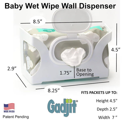 Baby Wet Wipes Dispenser | Wall Mounted, Holds Up to 84 Wipes | Easy Reach for Messes (Black)