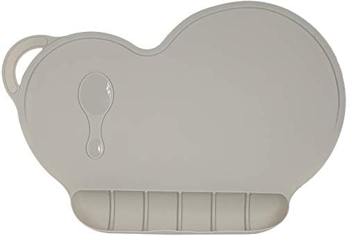 Silicone Baby Suction Plate Mat Anti-Slip Placemat Foldable Food Fruit Child Infant Dinner Plate Tableware for Home and Travel Use, Grey