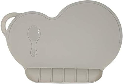 Silicone Baby Suction Plate Mat Anti-Slip Placemat Foldable Food Fruit Child Infant Dinner Plate Tableware for Home and Travel Use, Grey