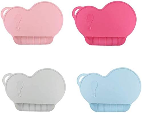 Silicone Baby Suction Plate Mat Anti-Slip Placemat Foldable Food Fruit Child Infant Dinner Plate Tableware for Home and Travel Use, Grey