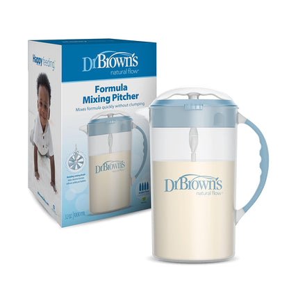 Baby Formula Mixing Pitcher, 36oz & Level 2 Wide-Neck Baby Bottles, 2 Count