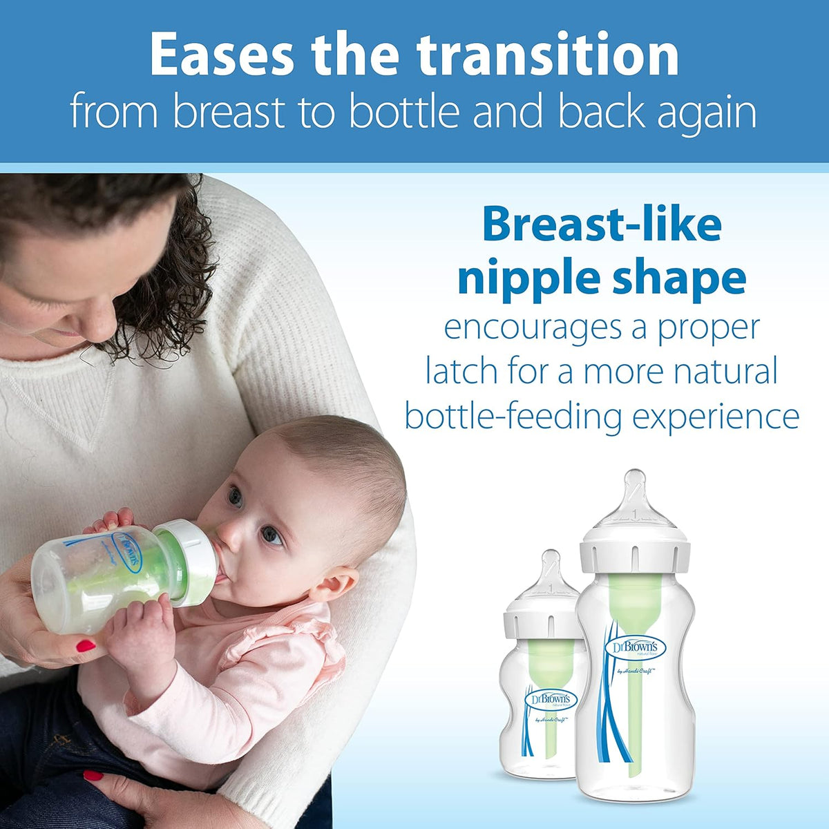 Baby Formula Mixing Pitcher, 36oz & Level 2 Wide-Neck Baby Bottles, 2 Count
