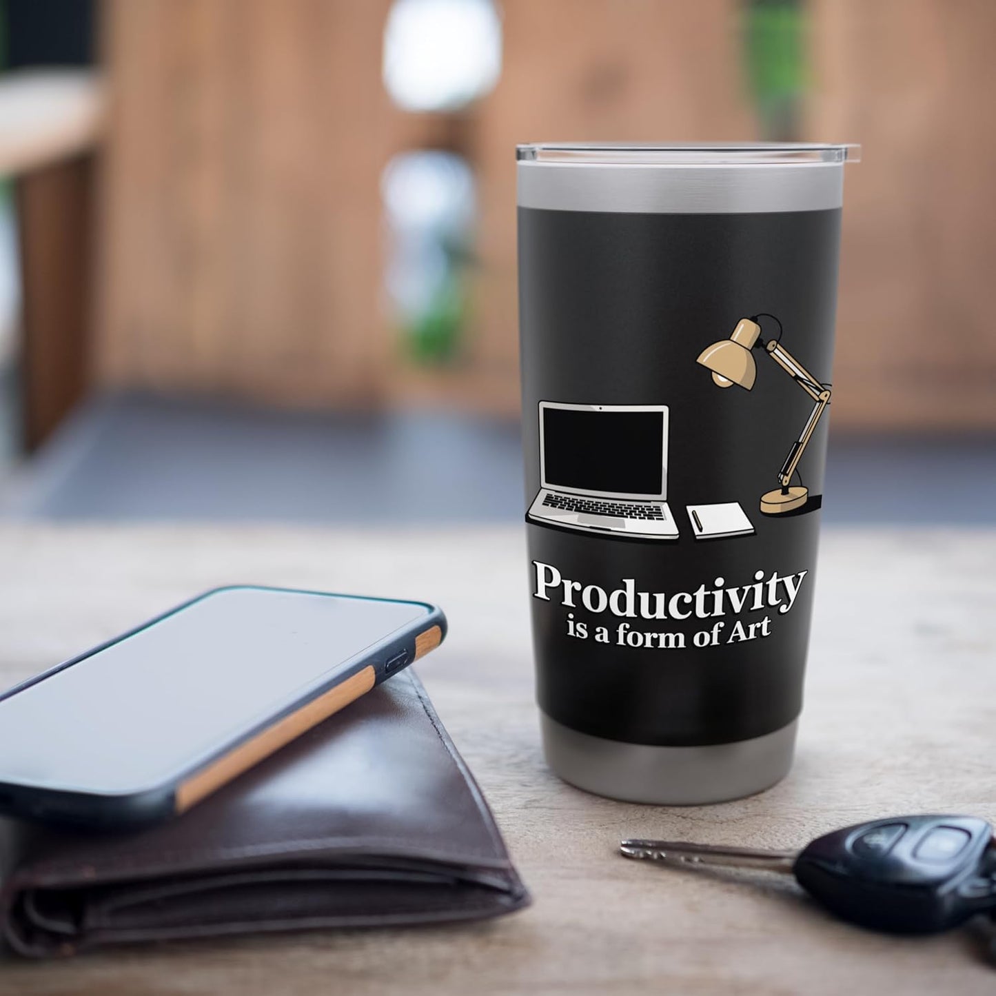 Productivity Is A Form Of Art Motivational Desk Stainless Steel Insulated Tumbler