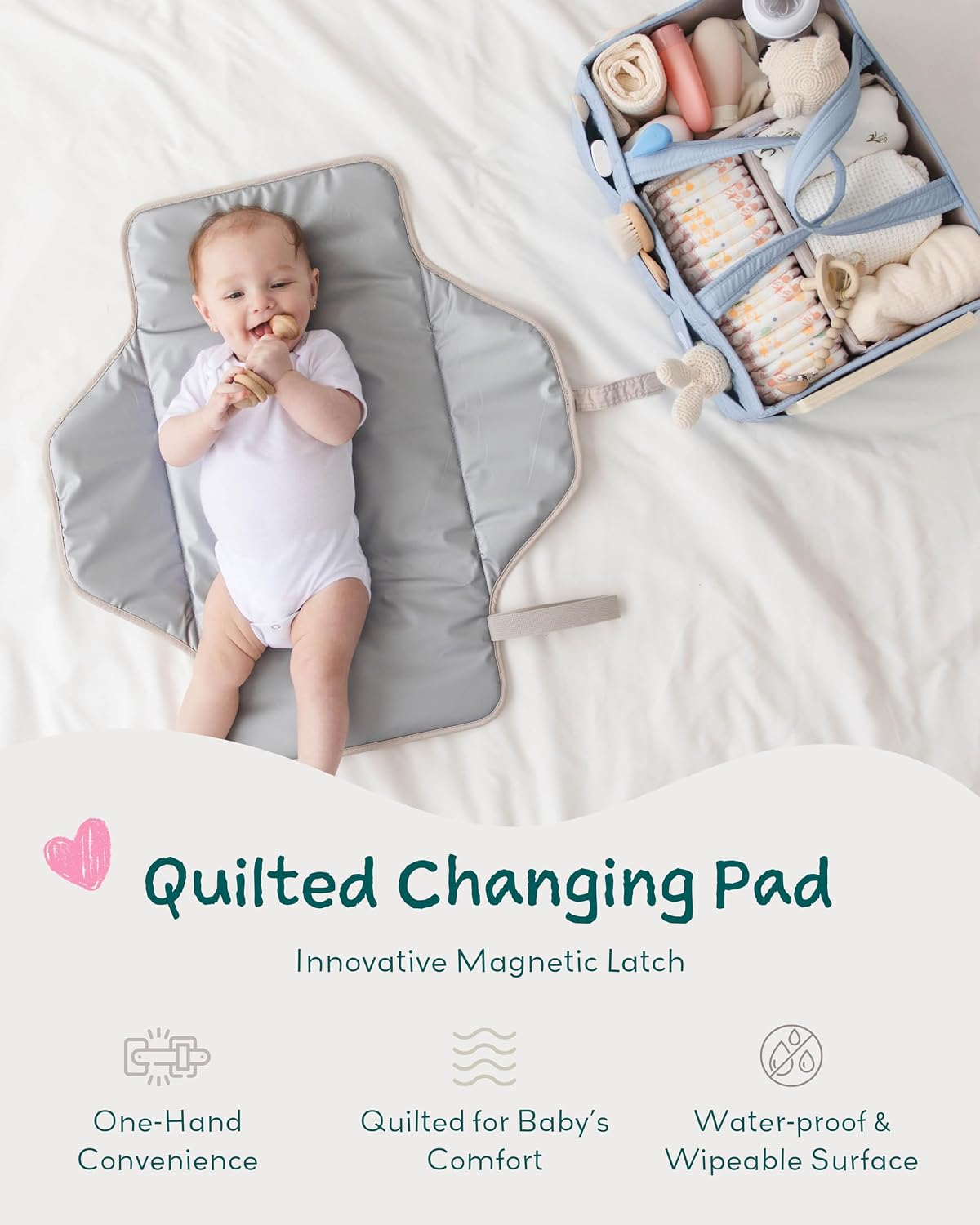Diaper Caddy + Portable Changing Pad Bundle