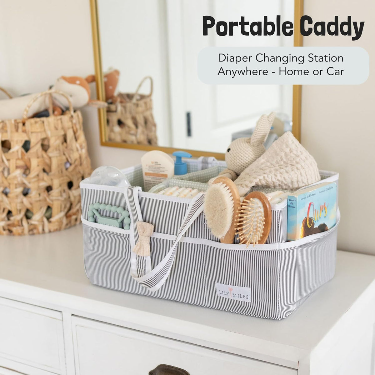 Diaper Caddy + Portable Changing Pad Bundle