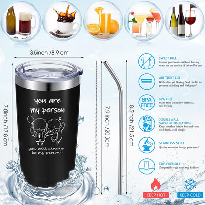 To My Bestie Tumbler 20oz - Gifts for Best Friend Women, My Soul Sister,Side Kick Cup - Stainless Steel Insulated Travel Mug with Lid - Christmas Birthday Friendship Present for BFF,Female Friend,Sis