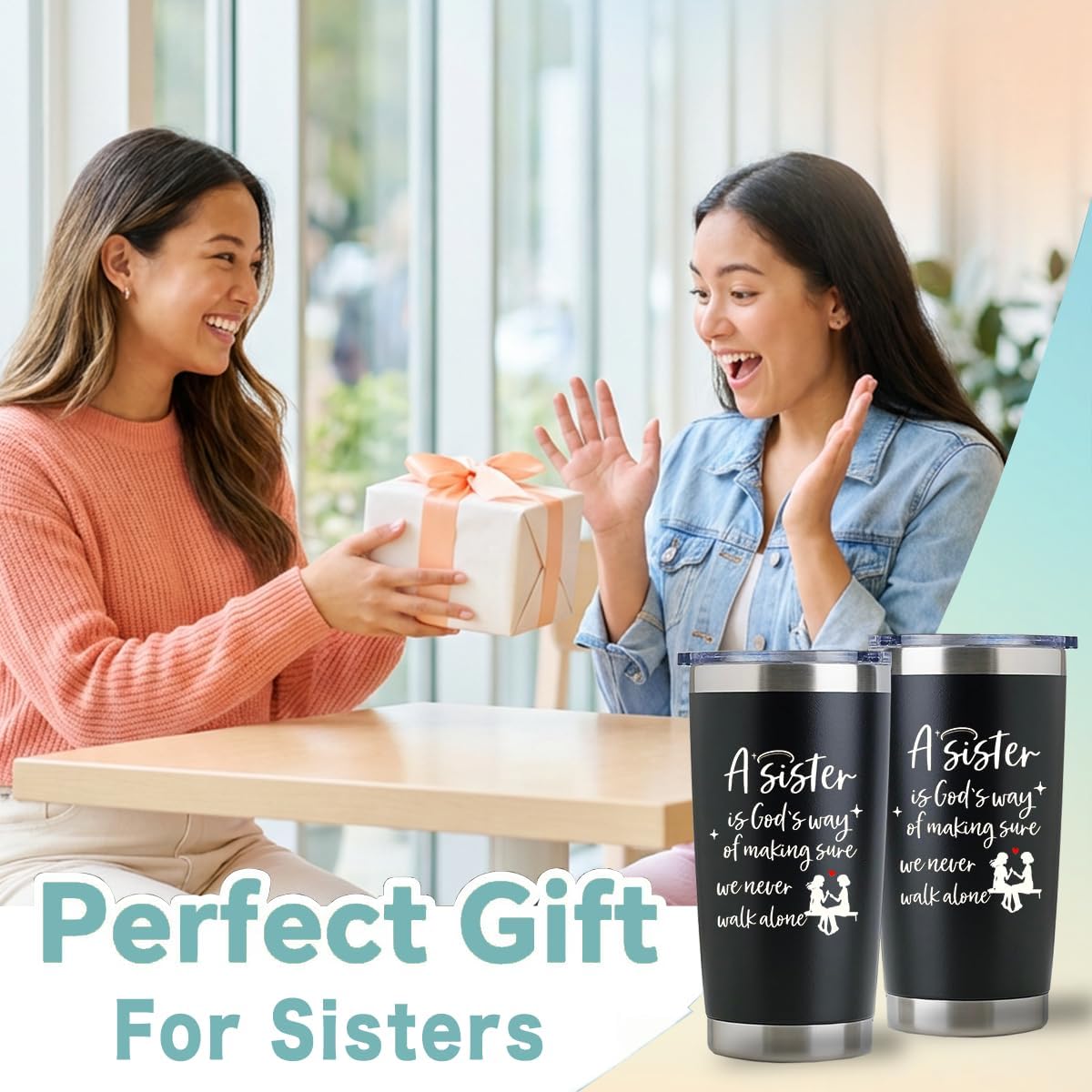 To My Bestie Tumbler 20oz - Gifts for Best Friend Women, My Soul Sister,Side Kick Cup - Stainless Steel Insulated Travel Mug with Lid - Christmas Birthday Friendship Present for BFF,Female Friend,Sis