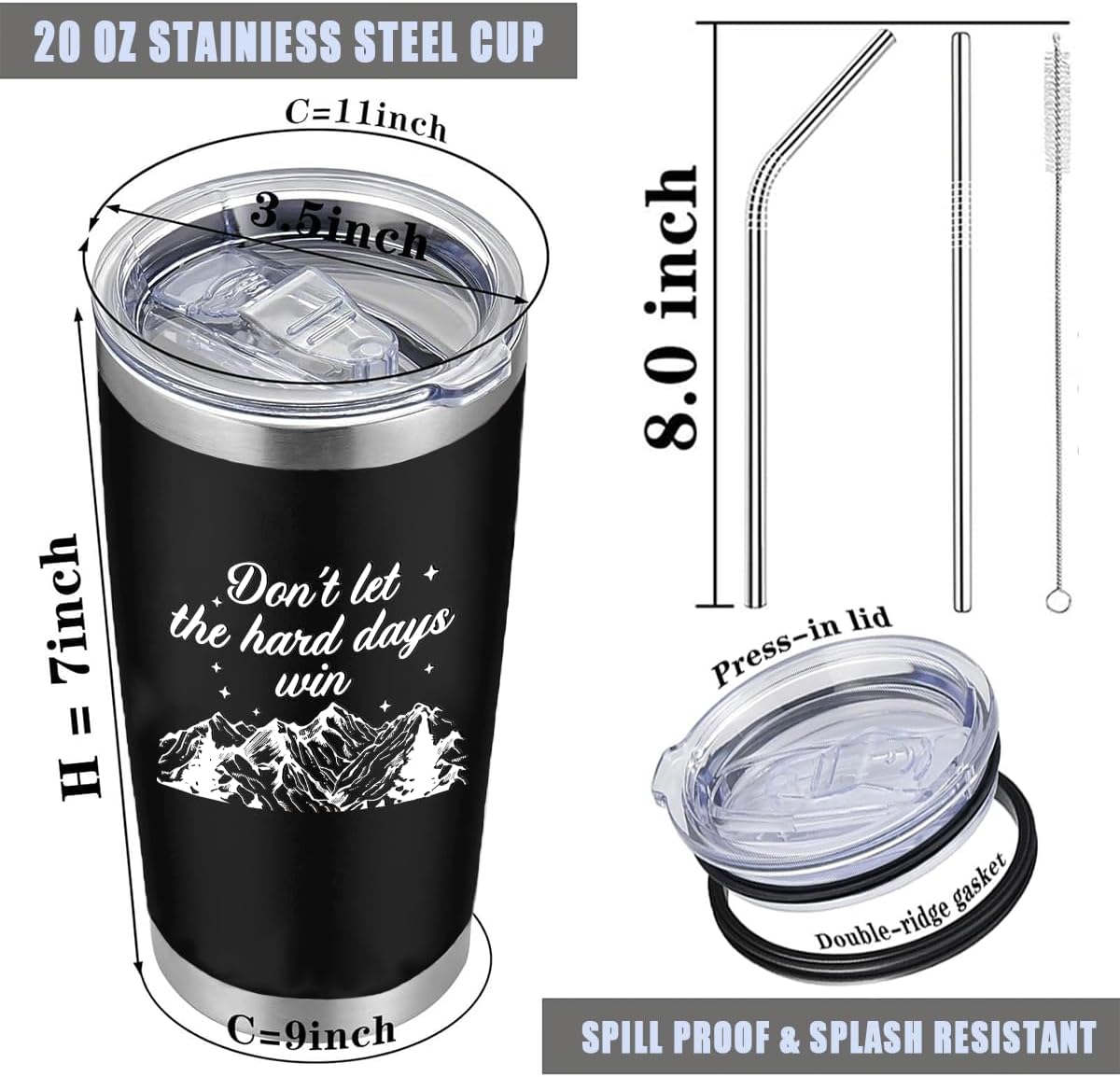 To My Bestie Tumbler 20oz - Gifts for Best Friend Women, My Soul Sister,Side Kick Cup - Stainless Steel Insulated Travel Mug with Lid - Christmas Birthday Friendship Present for BFF,Female Friend,Sis