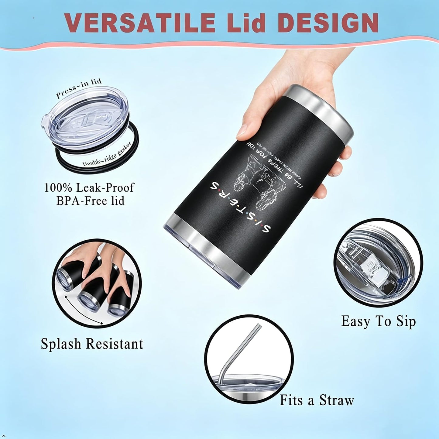 To My Bestie Tumbler 20oz - Gifts for Best Friend Women, My Soul Sister,Side Kick Cup - Stainless Steel Insulated Travel Mug with Lid - Christmas Birthday Friendship Present for BFF,Female Friend,Sis