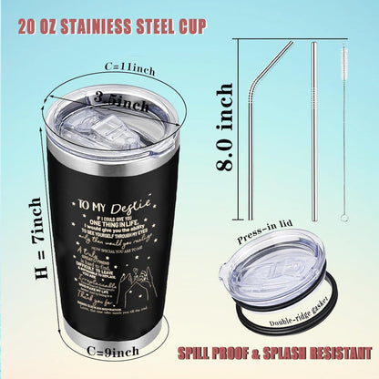 To My Bestie Tumbler 20oz - Gifts for Best Friend Women, My Soul Sister,Side Kick Cup - Stainless Steel Insulated Travel Mug with Lid - Christmas Birthday Friendship Present for BFF,Female Friend,Sis