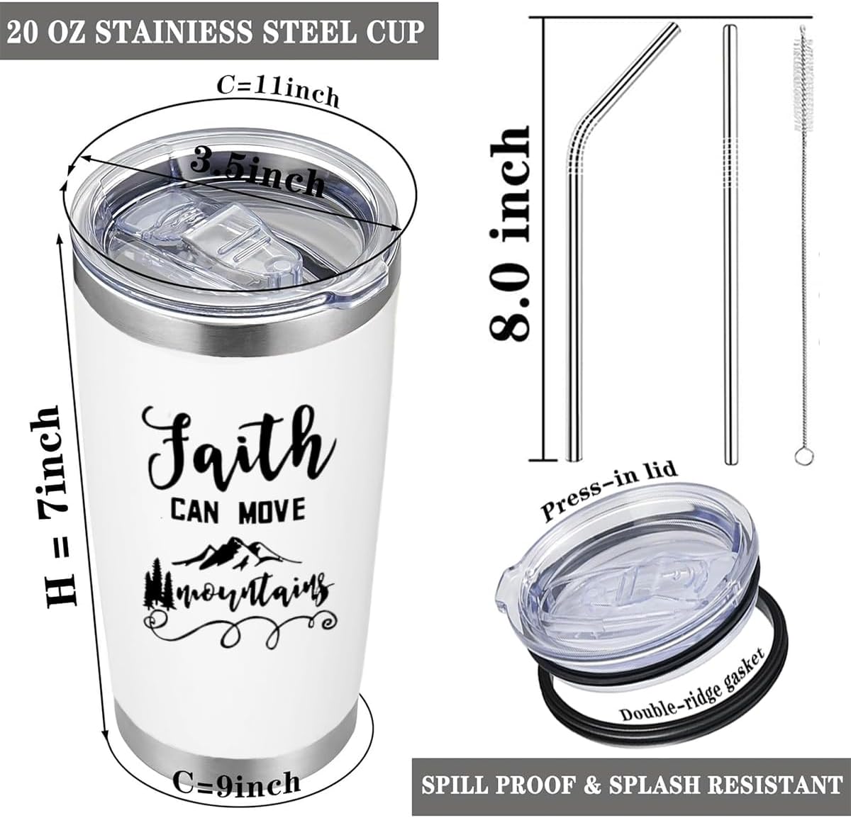 To My Bestie Tumbler 20oz - Gifts for Best Friend Women, My Soul Sister,Side Kick Cup - Stainless Steel Insulated Travel Mug with Lid - Christmas Birthday Friendship Present for BFF,Female Friend,Sis