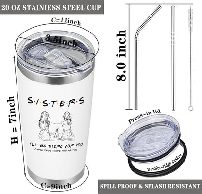 To My Bestie Tumbler 20oz - Gifts for Best Friend Women, My Soul Sister,Side Kick Cup - Stainless Steel Insulated Travel Mug with Lid - Christmas Birthday Friendship Present for BFF,Female Friend,Sis