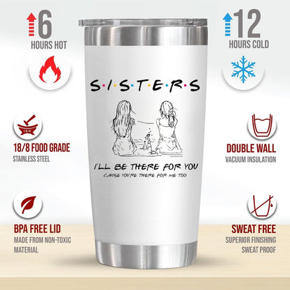 To My Bestie Tumbler 20oz - Gifts for Best Friend Women, My Soul Sister,Side Kick Cup - Stainless Steel Insulated Travel Mug with Lid - Christmas Birthday Friendship Present for BFF,Female Friend,Sis