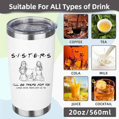 To My Bestie Tumbler 20oz - Gifts for Best Friend Women, My Soul Sister,Side Kick Cup - Stainless Steel Insulated Travel Mug with Lid - Christmas Birthday Friendship Present for BFF,Female Friend,Sis