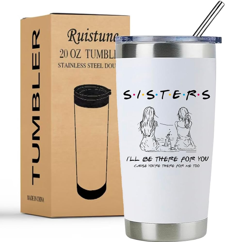 To My Bestie Tumbler 20oz - Gifts for Best Friend Women, My Soul Sister,Side Kick Cup - Stainless Steel Insulated Travel Mug with Lid - Christmas Birthday Friendship Present for BFF,Female Friend,Sis