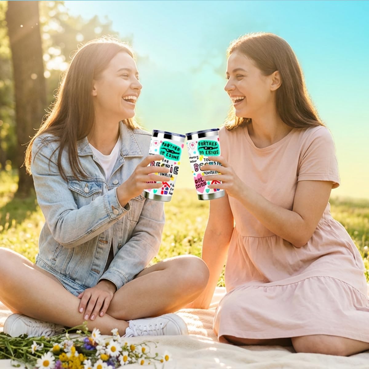 To My Bestie Tumbler 20oz - Gifts for Best Friend Women, My Soul Sister,Side Kick Cup - Stainless Steel Insulated Travel Mug with Lid - Christmas Birthday Friendship Present for BFF,Female Friend,Sis