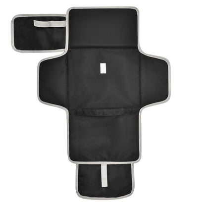 Solid Black Portable Diaper Changing Pad, Waterproof Baby Changing Mat with Storage Pocket & Built-in Pillow, Foldable Travel Pad, Newborn Gift Set for Boy Girl