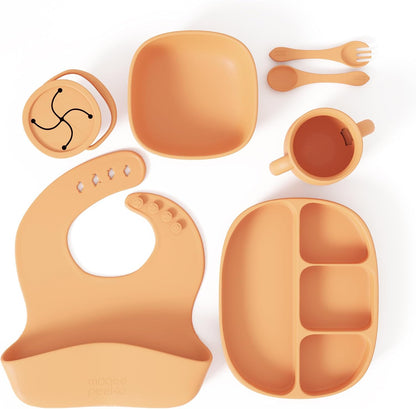 Silicone Feeding Set in Yellow including all Baby Dinnerware set - Food Grade Silicone (6 Piece Set)