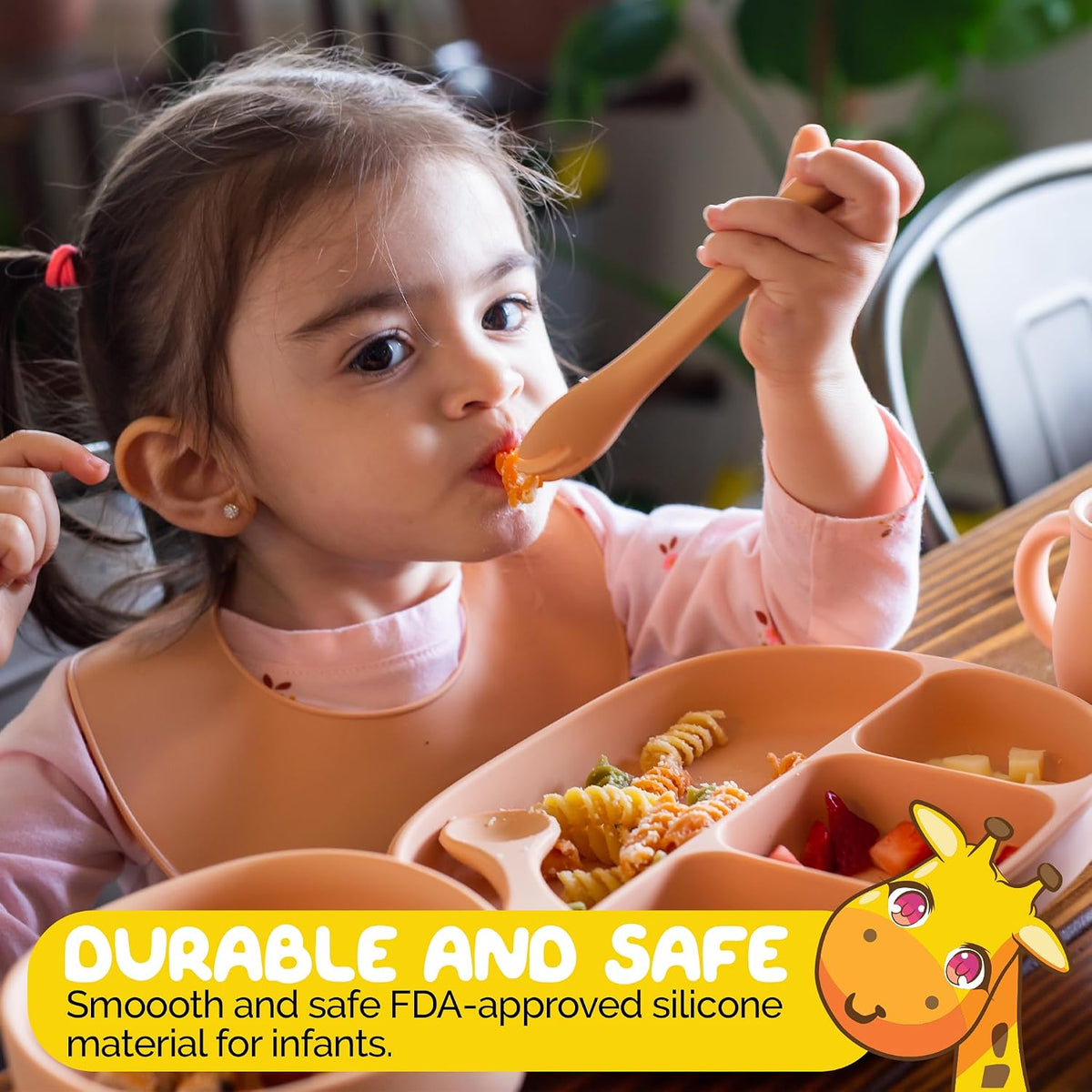 Silicone Feeding Set in Yellow including all Baby Dinnerware set - Food Grade Silicone (6 Piece Set)