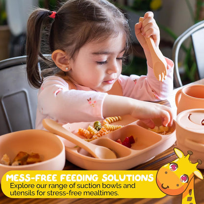 Silicone Feeding Set in Yellow including all Baby Dinnerware set - Food Grade Silicone (6 Piece Set)