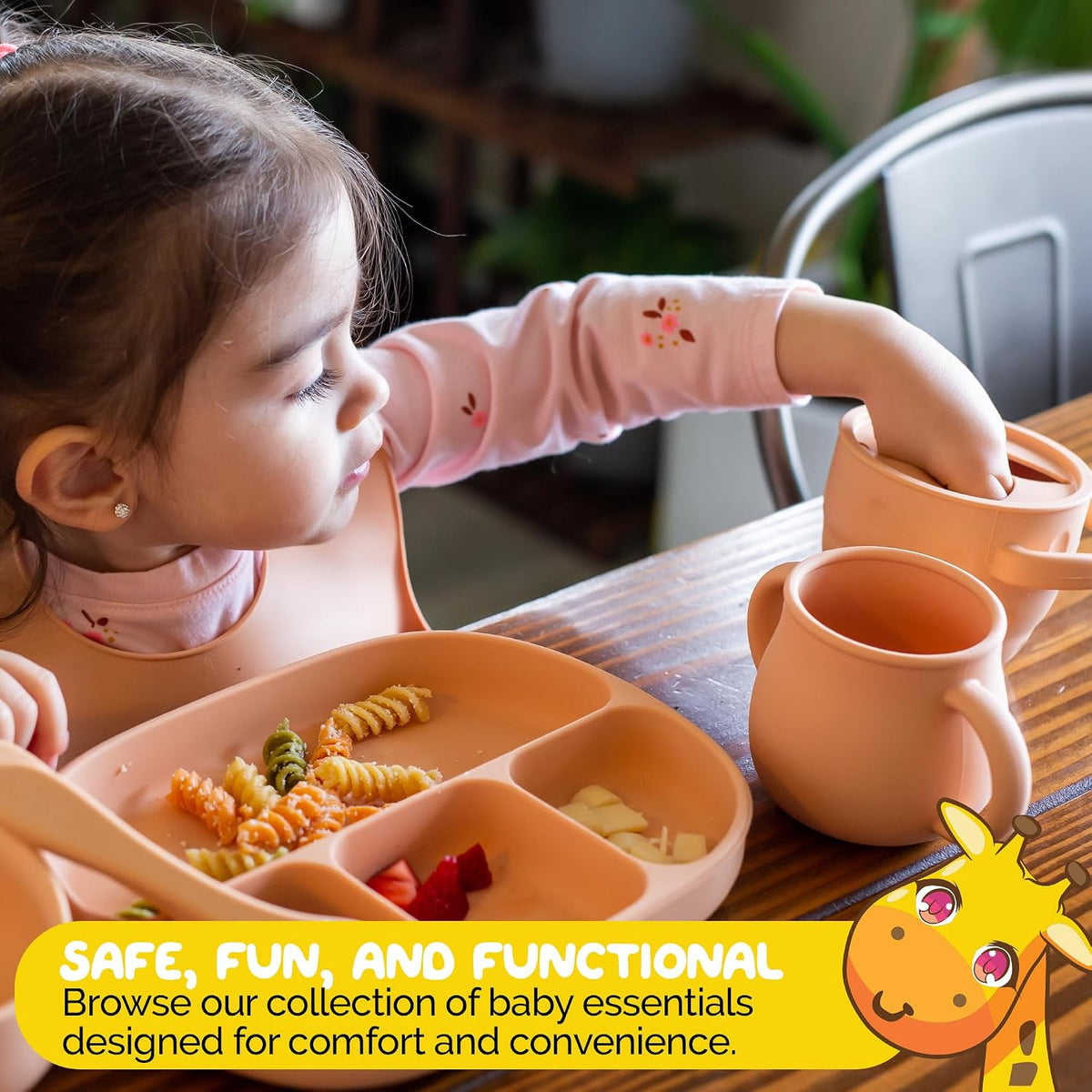 Silicone Feeding Set in Yellow including all Baby Dinnerware set - Food Grade Silicone (6 Piece Set)