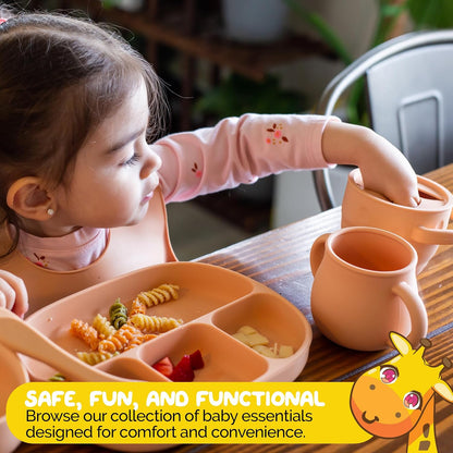 Silicone Feeding Set in Yellow including all Baby Dinnerware set - Food Grade Silicone (6 Piece Set)