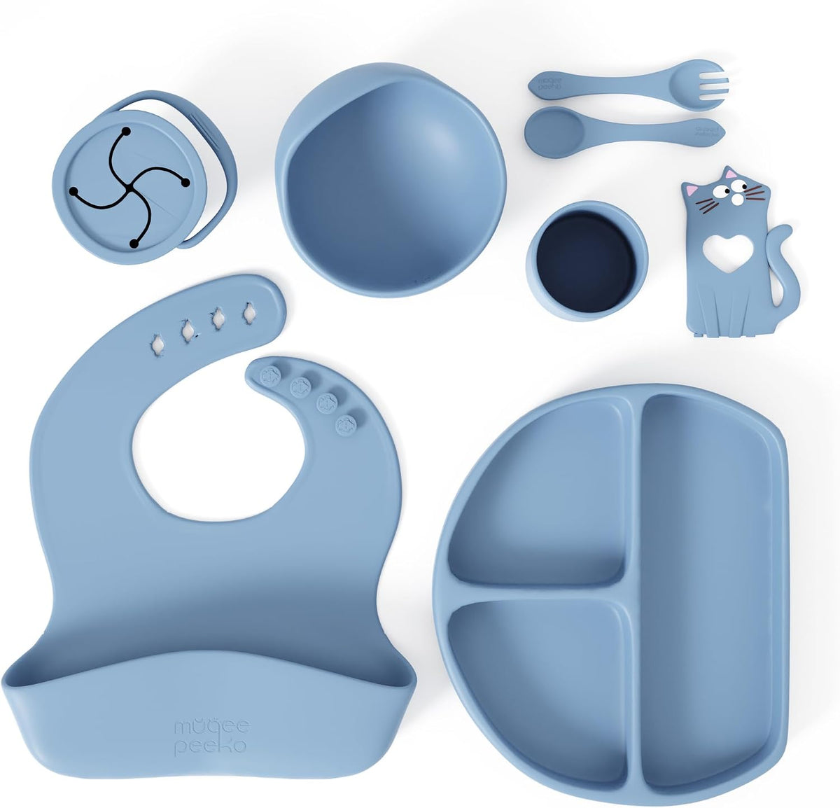 Silicone Feeding Set in Yellow including all Baby Dinnerware set - Food Grade Silicone (6 Piece Set)