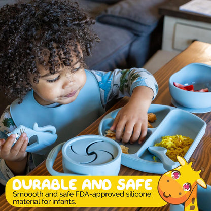 Silicone Feeding Set in Yellow including all Baby Dinnerware set - Food Grade Silicone (6 Piece Set)
