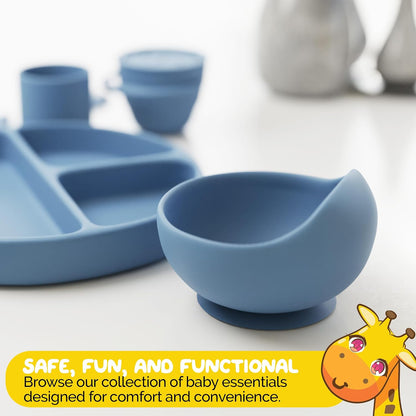 Silicone Feeding Set in Yellow including all Baby Dinnerware set - Food Grade Silicone (6 Piece Set)