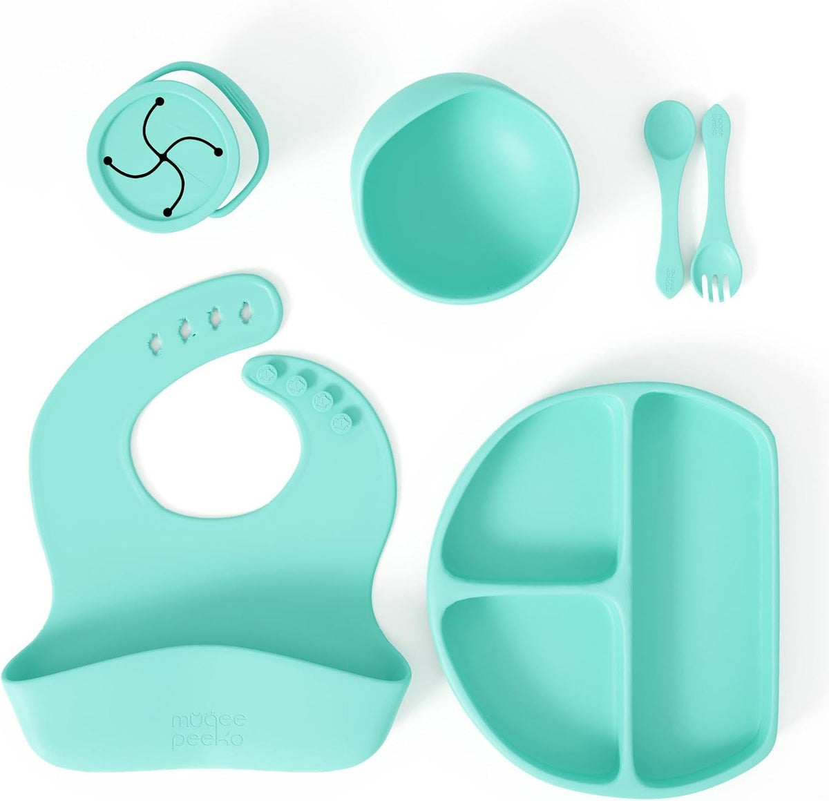 Silicone Feeding Set in Yellow including all Baby Dinnerware set - Food Grade Silicone (6 Piece Set)
