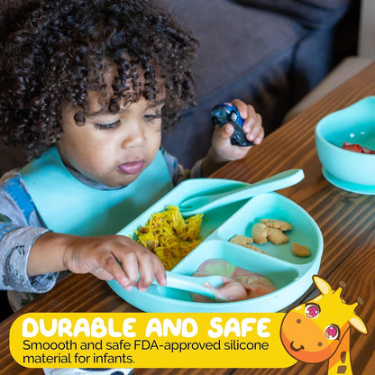 Silicone Feeding Set in Yellow including all Baby Dinnerware set - Food Grade Silicone (6 Piece Set)
