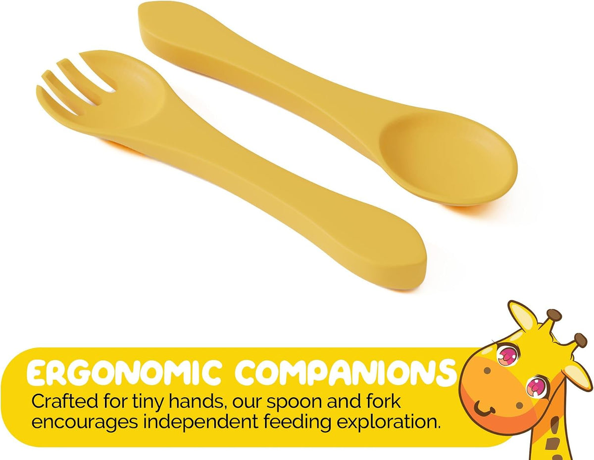 Silicone Feeding Set in Yellow including all Baby Dinnerware set - Food Grade Silicone (6 Piece Set)