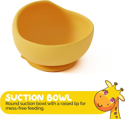 Silicone Feeding Set in Yellow including all Baby Dinnerware set - Food Grade Silicone (6 Piece Set)