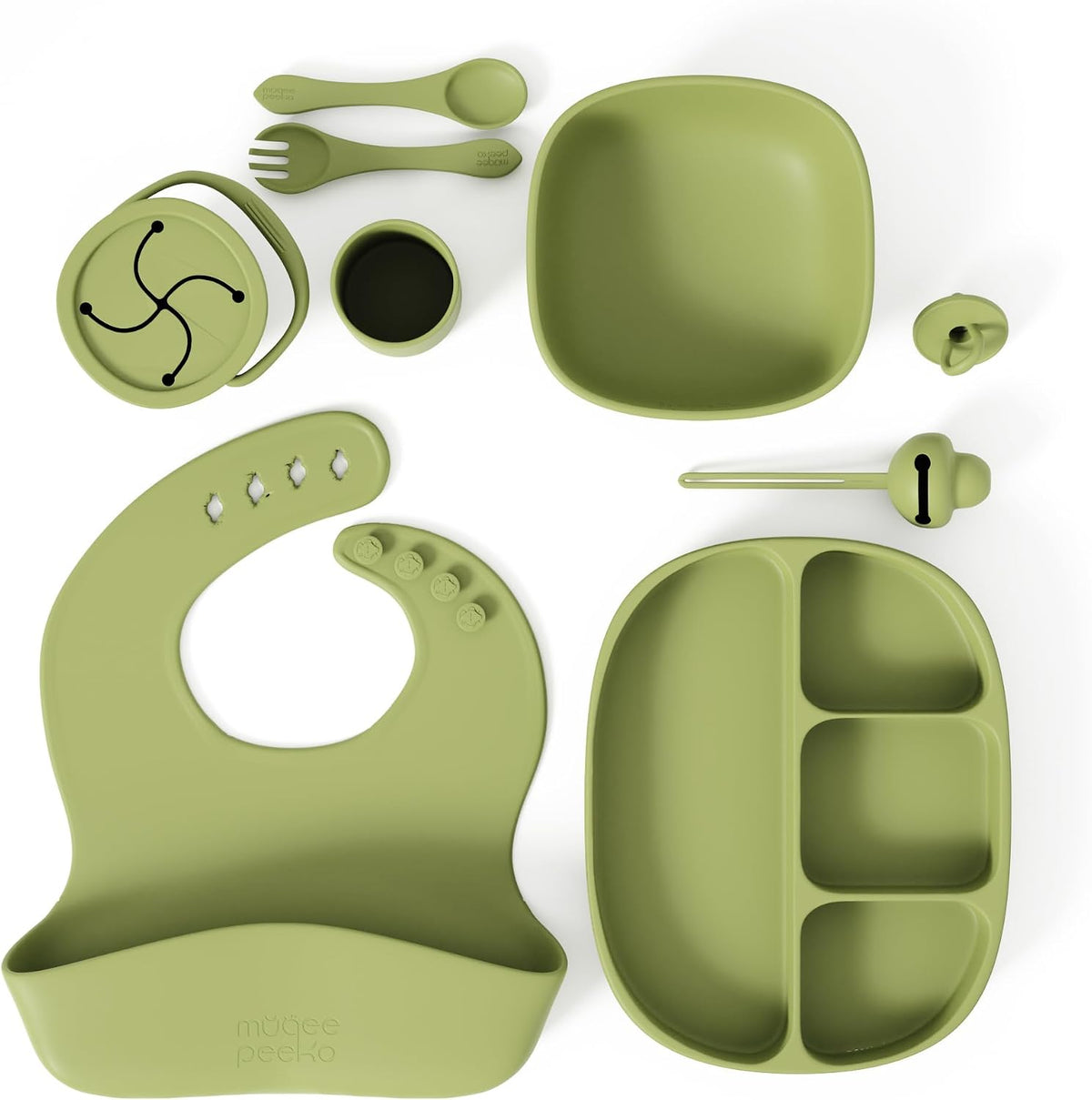 Silicone Feeding Set in Yellow including all Baby Dinnerware set - Food Grade Silicone (6 Piece Set)