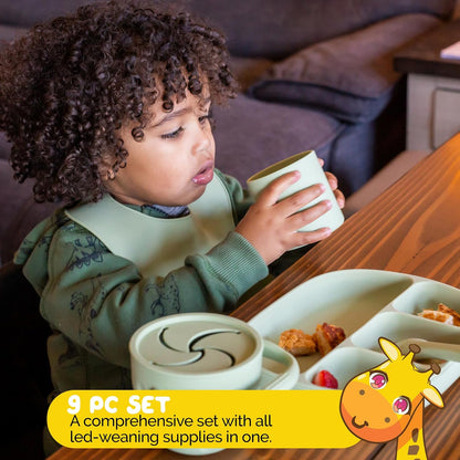 Silicone Feeding Set in Yellow including all Baby Dinnerware set - Food Grade Silicone (6 Piece Set)