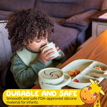 Silicone Feeding Set in Yellow including all Baby Dinnerware set - Food Grade Silicone (6 Piece Set)
