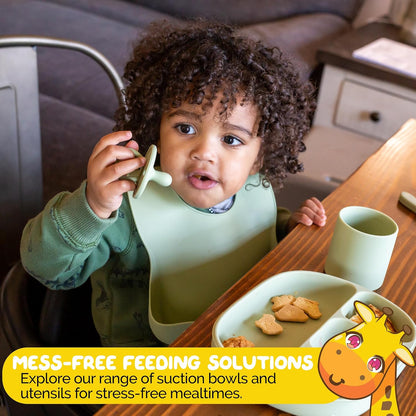 Silicone Feeding Set in Yellow including all Baby Dinnerware set - Food Grade Silicone (6 Piece Set)