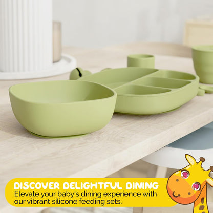 Silicone Feeding Set in Yellow including all Baby Dinnerware set - Food Grade Silicone (6 Piece Set)