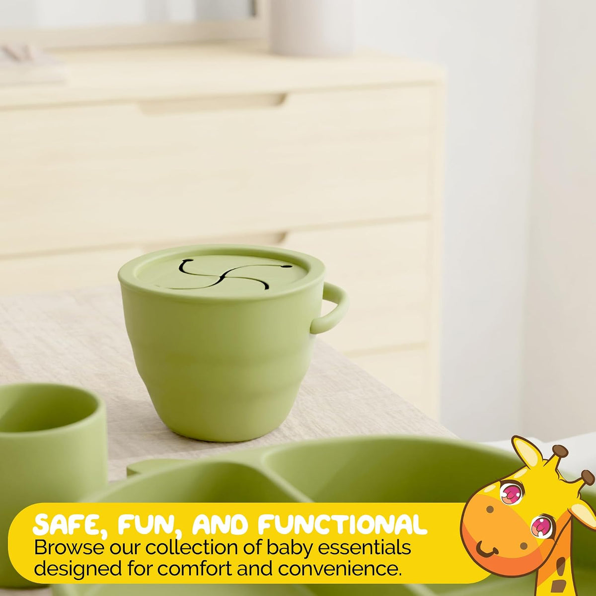 Silicone Feeding Set in Yellow including all Baby Dinnerware set - Food Grade Silicone (6 Piece Set)