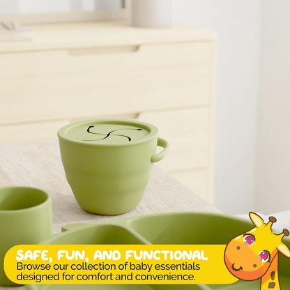 Silicone Feeding Set in Yellow including all Baby Dinnerware set - Food Grade Silicone (6 Piece Set)