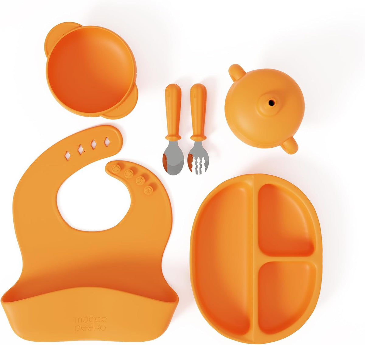 Silicone Feeding Set in Yellow including all Baby Dinnerware set - Food Grade Silicone (6 Piece Set)