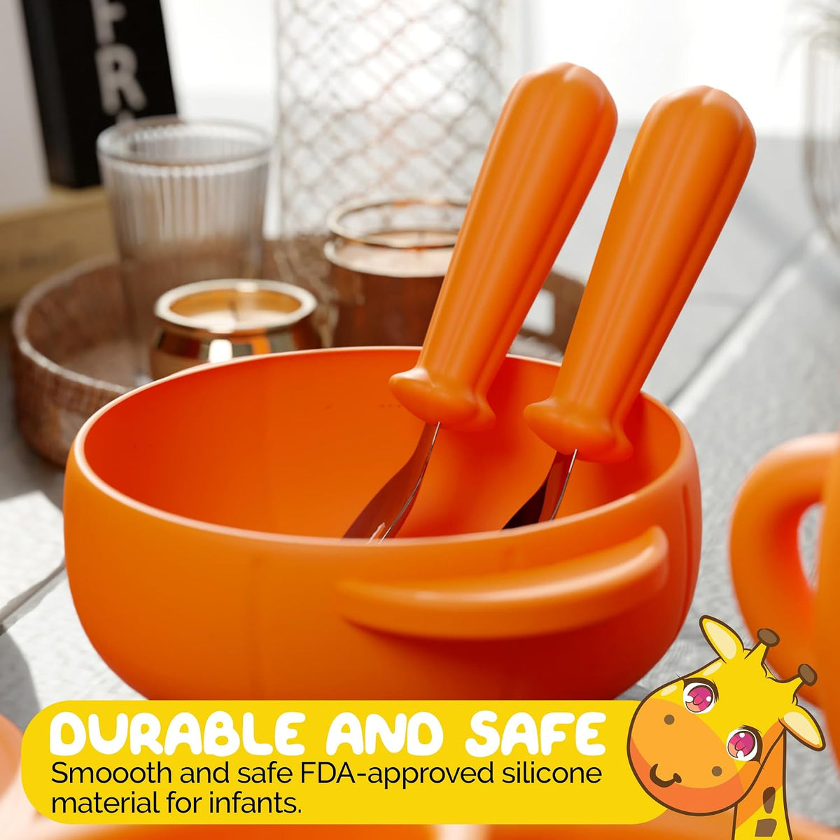 Silicone Feeding Set in Yellow including all Baby Dinnerware set - Food Grade Silicone (6 Piece Set)