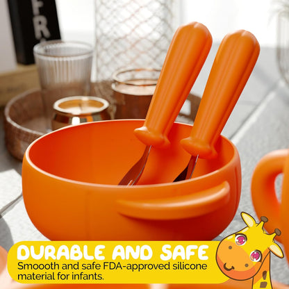 Silicone Feeding Set in Yellow including all Baby Dinnerware set - Food Grade Silicone (6 Piece Set)