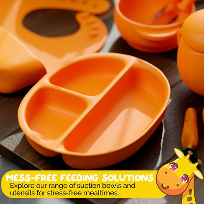 Silicone Feeding Set in Yellow including all Baby Dinnerware set - Food Grade Silicone (6 Piece Set)