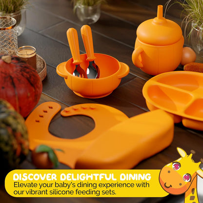 Silicone Feeding Set in Yellow including all Baby Dinnerware set - Food Grade Silicone (6 Piece Set)