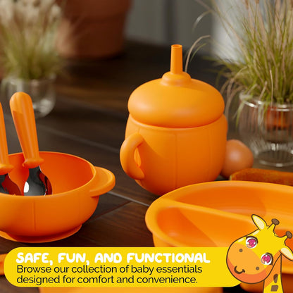 Silicone Feeding Set in Yellow including all Baby Dinnerware set - Food Grade Silicone (6 Piece Set)
