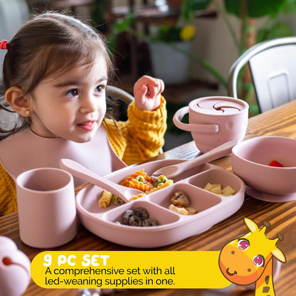 Silicone Feeding Set in Yellow including all Baby Dinnerware set - Food Grade Silicone (6 Piece Set)