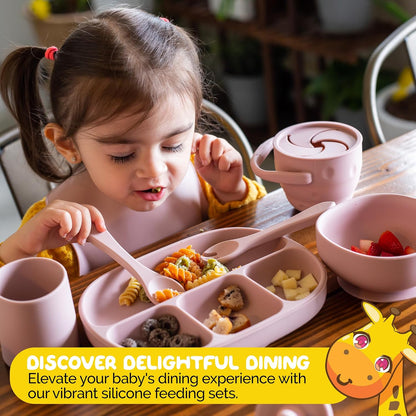 Silicone Feeding Set in Yellow including all Baby Dinnerware set - Food Grade Silicone (6 Piece Set)