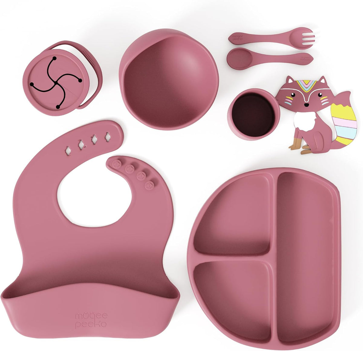 Silicone Feeding Set in Yellow including all Baby Dinnerware set - Food Grade Silicone (6 Piece Set)