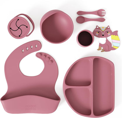 Silicone Feeding Set in Yellow including all Baby Dinnerware set - Food Grade Silicone (6 Piece Set)
